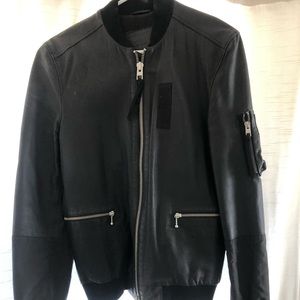 Men’s All Saints Black leather bomber